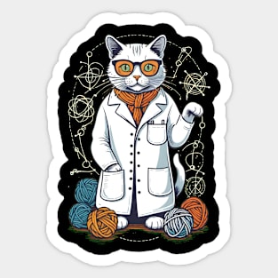 Cat in White Uniform - Yarn Expert Sticker